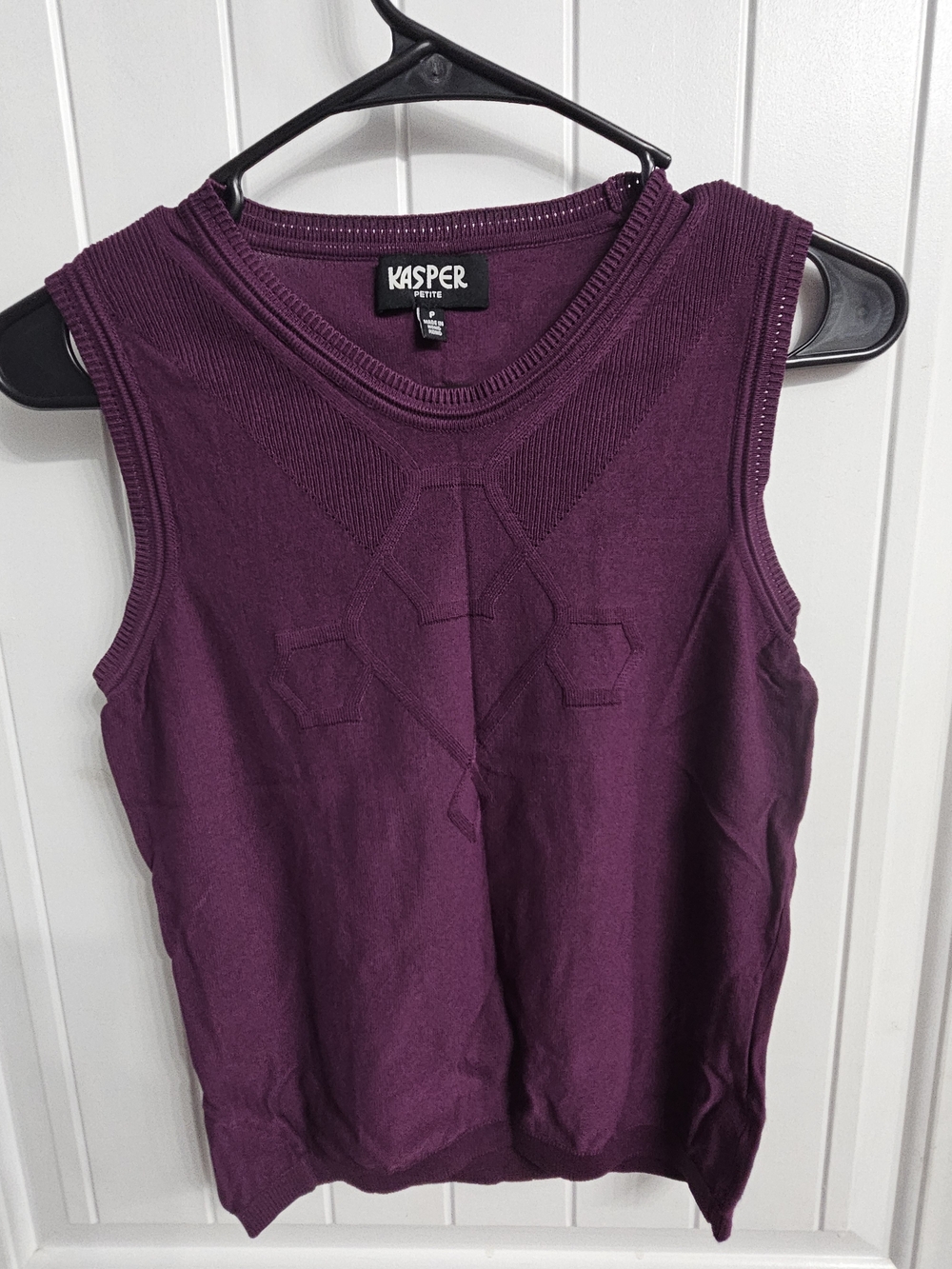 Kasper Plum Ribbed Button-Front Cardigan - Picture 3 of 3